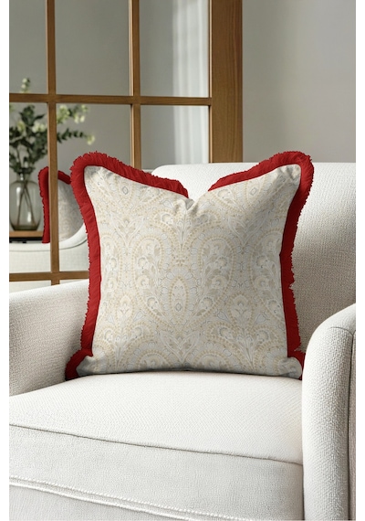 Motifli Damask Saçaklı Yastık Kılıfı - Zarif Oryantal Klasik Vizon Bordo Püsküllü Kırlent Kılıfı Puslu Vadi Aura Motifli Damask Saçaklı Yastık Kılıfı - Zarif Oryantal Klasik Vizon Bordo Püsküllü Kırlent Kılıfı Puslu Vadi Aura