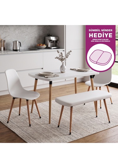 Vilinze Eames Sandalye-bank Argos Ahşap Mdf Sabit Mutfak Masası Takımı - 70x120 Cm Beyaz Vilinze Eames Sandalye-bank Argos Ahşap Mdf Sabit Mutfak Masası Takımı - 70x120 Cm Beyaz