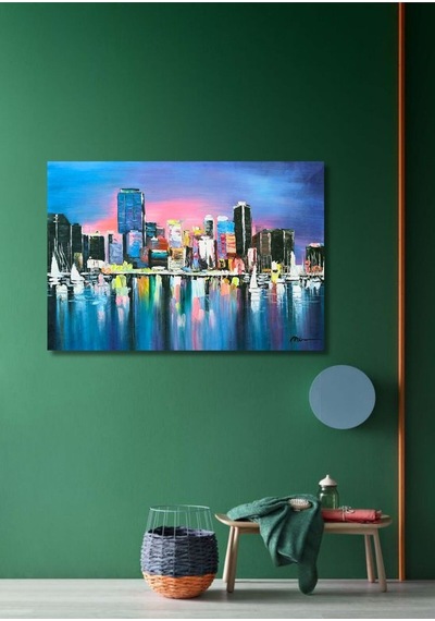 Deniz Soyut El Yapımı Yağlı Boya Tablo 108x80cm