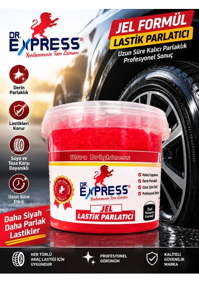 Premium Lastik Parlatıcı Jöle 500 Ml Parlak Görünüm Uzun Süre Etkili Yeniler Jel Parlatıcı Fırçalı 2'li Set