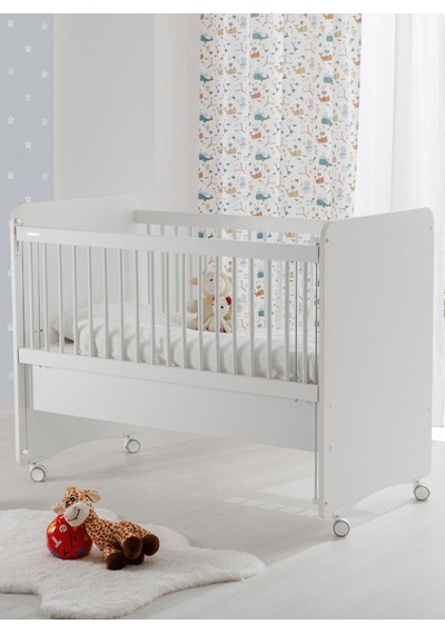 Bw1065 - Pratik Kademeli Anne Yanı Tekerlekli Beşik Beyaz 60x120 Beyaz