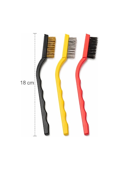 Vıvaluxe 3 Lü Tel Fırça Seti 18 Cm, Pirinç, Çelik Ve Naylon Fırça, Pas, Kir Ve Boya Temizleme İçin Profesyonel Set
