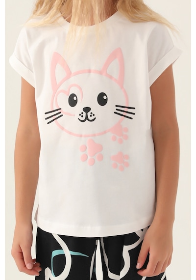Rolypoly Cat Krem Kız Çocuk Şort Takım 5274-43025 Krem