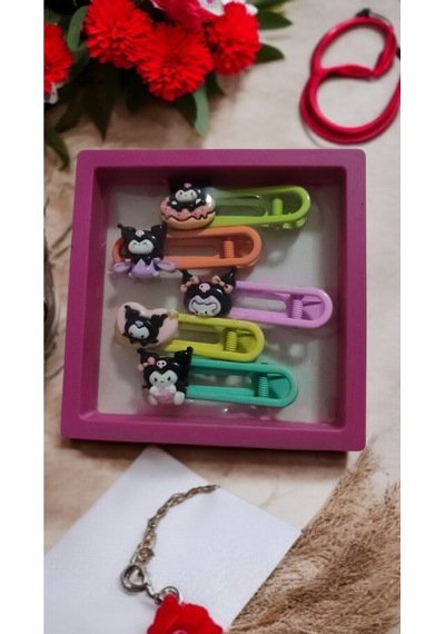 Kuromi Figürlü Renkli Toka Seti - 5'li Çok Renkli