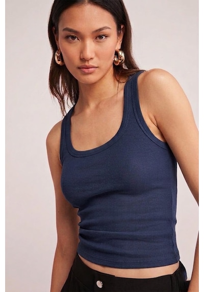 Fit Women Pamuklu Kadın Fitilli Görünümlü Kalın Askılı Basic Atlet 4624-antrasit