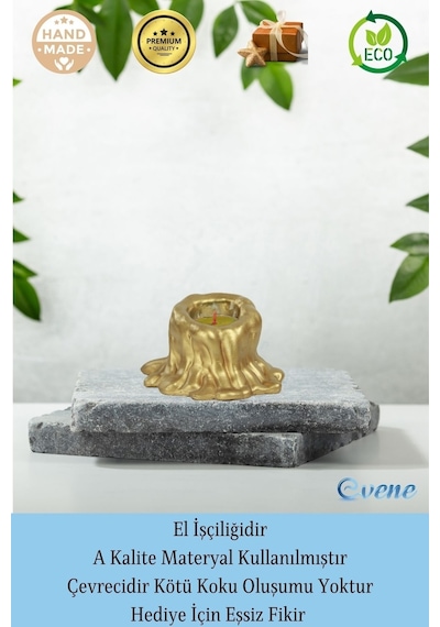 Mumluk Şamdan Tealight Mum Uyumlu Küçük Erimiş Mum Model - Altın