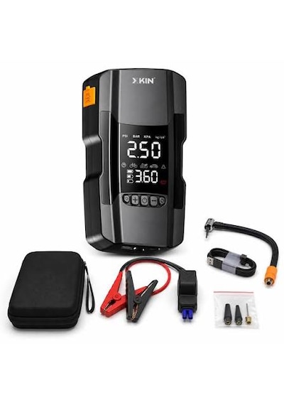 Xkın - 4in1 Akü Takviye Cihazı - 10.000 Mah Powerbank Özellikli - Çantalı Hava Kompresörü
