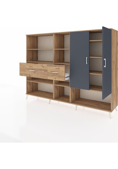 Hyperion Dolap 10 Raflı 2 Çekmeceli 2 Kapaklı 220x44x163 Çam-antr Çam-antrasit/çam Hyperion Dolap 10 Raflı 2 Çekmeceli 2 Kapaklı 220x44x163 Çam-antr Çam-antrasit/çam