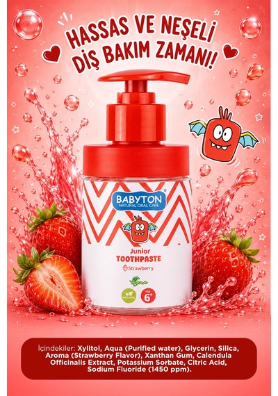 Doğal Çilekli 6 Yaş Ve Üzeri Florürlü Diş Macunu Pompalı 200 Ml Temel Bakım
