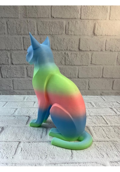 Pastel Rainbow Kedi Figürü Masa Ve Raf Üstü Ev Dekorasyonu