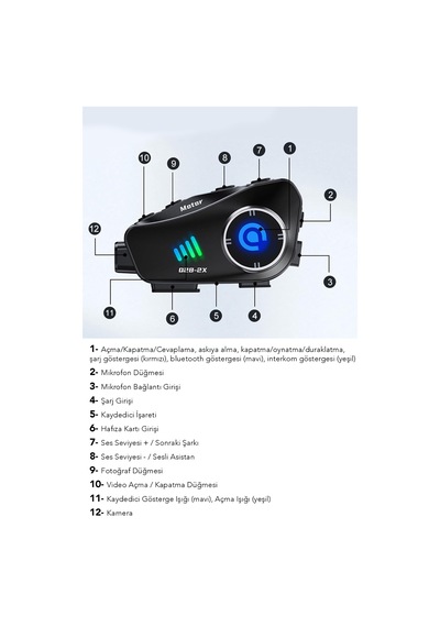 Q28 5.3 Bluetooth Kameralı Intercom - 1500 Mah Su Geçirmez Kask İçi Motosiklet Kulaklık