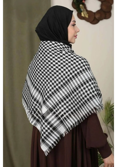 Pamuklu Puşi Poşu Kefiye Şal Erkek Kadın Unisex Siyah