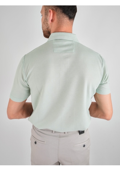 Erkek Yakalı Cepli Waffle Açık Yeşil Baba Tshirt Açık Yeşil