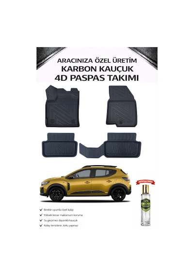 Dacia Sandero 2025 Model Aracınıza Özel Karbon Kauçuk Paspas Takımı