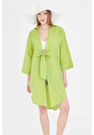 Armonika Kadın Yağ Yeşili Önden Bağlamalı İnce Keten Kumaş Midi Boy Kimono Gömlek Arm-24y001081 Yeşil Armonika Kadın Yağ Yeşili Önden Bağlamalı İnce Keten Kumaş Midi Boy Kimono Gömlek Arm-24y001081 Yeşil