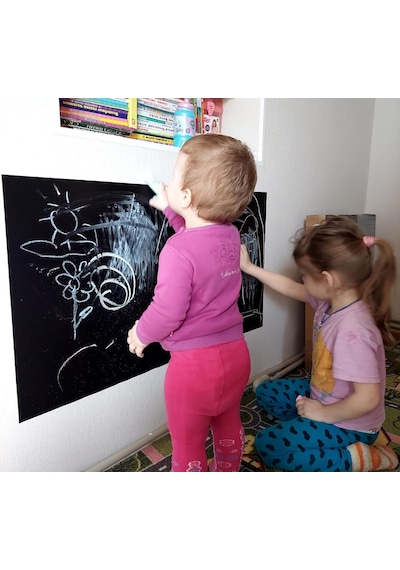 Büyük Boy Yapışkanlı Kara Tahta Tebeşir Hediyeli 100x30cm Genel