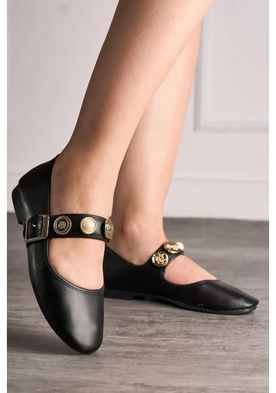 Dosa Shoes Kadın Kemerli Babet-kahverengi Siyah
