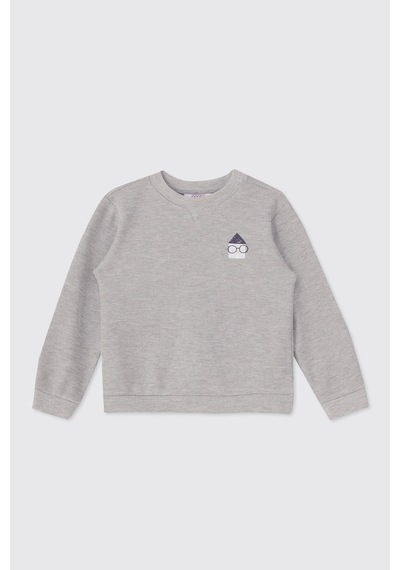 Panço Erkek Bebek Yakası Düğmeli Gri-melanj Sweatshirt