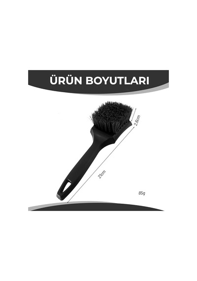 Sogud Lastik Temizleme Fırçası Jant, Paspas Ve Araç İç/dış Detay Temizliği İçin Sert Kıllı Ergonomik Fırça Dayanıklı Plastik Sap, Derinlemesine Temizlik, Oto Bakım Aksesuarı