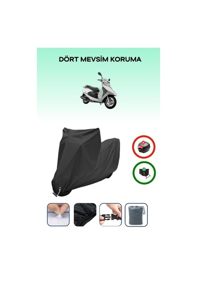 Siyah, Honda Spacy 110 Alpha, Motosiklet Brandası, Kilit Uyumlu, Arka Çanta Uyumsuz