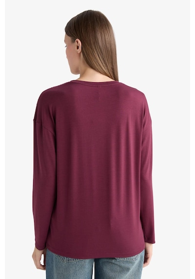 Defacto Regular Fit Bisiklet Yaka Uzun Kollu Tişört E9905ax25aubr115 Bordo