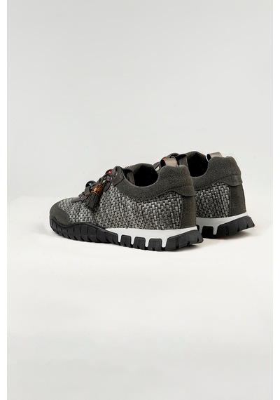 Tw Tonny White Tokyo - 193-1 Kadın Hasır Sneaker Süet Detaylı Boncuklu Calla Gri