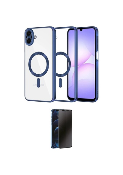 Cep Samsung Uyumlu Galaxy A07 4g Kılıf Nova Işık Özel Seri İkili Koruma Seti Najmaddin Titan Gri