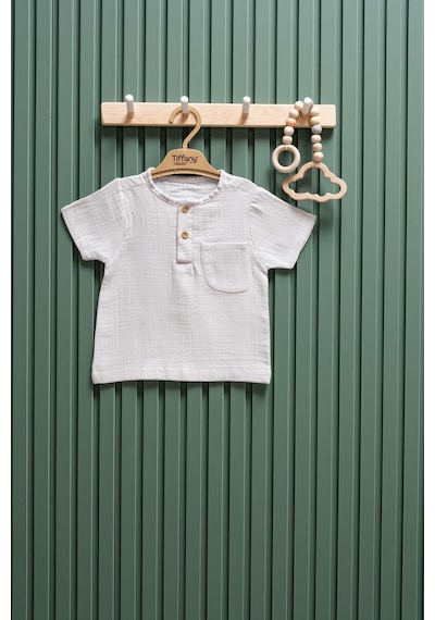 Miababy Unisex Bebek & Çocuk Müslin Kısa Kollu Tişört 3 Ay 6 Yaş Gri