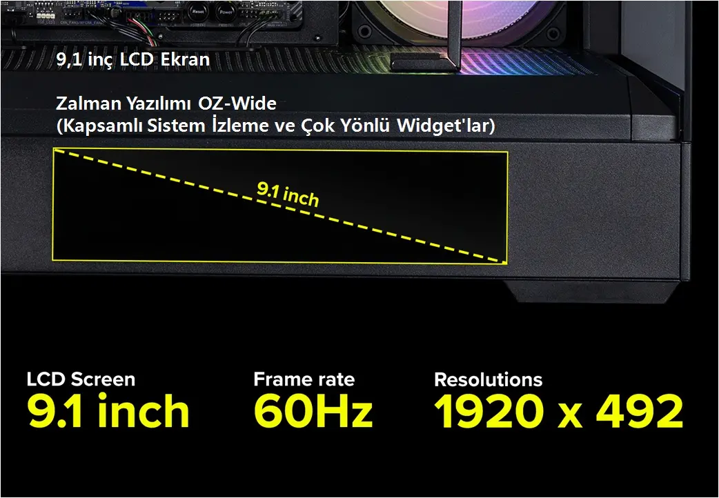 Zalman P40 Ds 4 Argb Fan Mid Tower 9.1 Lcd Ekranlı Gaming Oyuncu Bilgisayar Kasası Zalman P40 Ds 4 Argb Fan Mid Tower 9.1 Lcd Ekranlı Gaming Oyuncu Bilgisayar Kasası