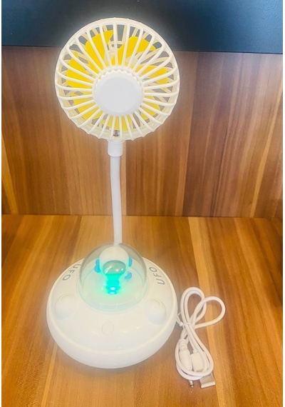 Fanlı Gece Lambalı Şarjlı Usb'li Soğutucu Yaz Sıcaklarına Karşı S