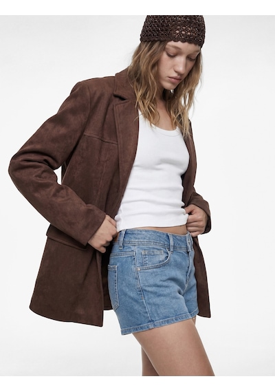 Koton Standart Bel Düğmeli Cepli Ekstra Mini Denim Şort Açık İndigo 6sal40279md
