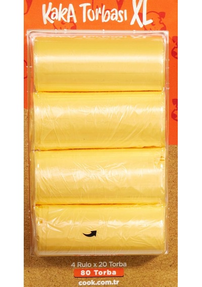 Ayrex Cook Kaka Torbası, Büyük Boy, 4 Rulo X 30 Torba, 120 Adet, Kavun Kokulu, Turuncu