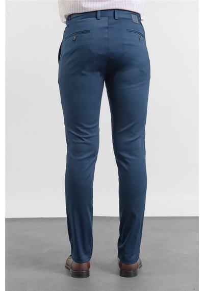 İmza Lacivert Yan Cep Düz Paça Armürlü Slim Fit Pamuklu Chino Pantolon 1003260165