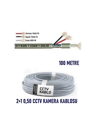 100mt 2+1 Cctv 0.50mm Kamera Kablosu 100 Metre