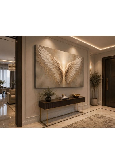 Lüks Melek Kanatları Kanvas Tablo Gold Detaylı Modern Soyut Angel Wings Duvar Tablosu Salon Yatak Odası Antre Ofis Dekoru
