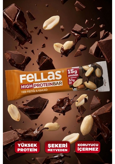 Yüksek Protein Bar - Yer Fıstıklı Ve Kakaolu 45 G X 12 Adet