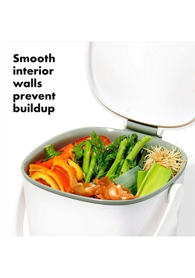 Oxo Good Grips Kompost Kovası, Beyaz, Koku Geçirmez Çöp Kutusu, Mutfak İçin, 2,8 L