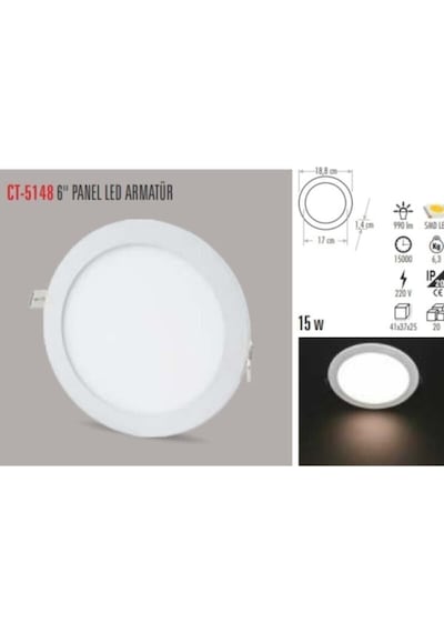 Cata Ct-5148 15w/6500k Alm. Panel Led Armatür Beyaz Beyaz