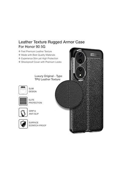Honor 90 Deri Desenli Silikon Kılıf - Ultra Darbe Emici Kamera Korumalı Kapak