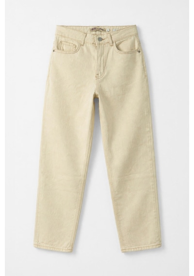 Bluew White Kadın Ekru Straight Fit Pamuk Jean Pantolon 24