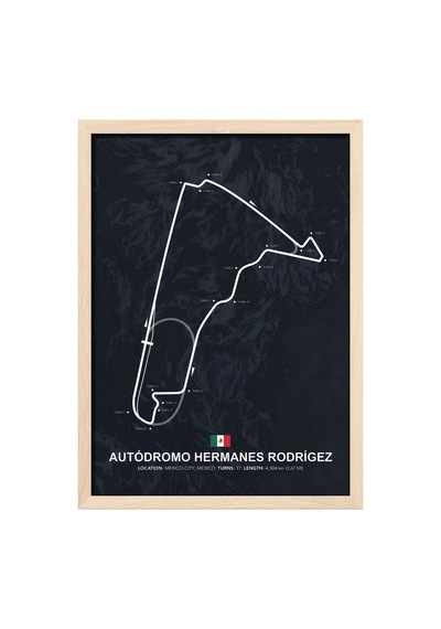 Autódromo H. Rodríguez F1 Pisti Ahşap Çerçeveli Tablo Meksika Gp Poster Ahşap 01