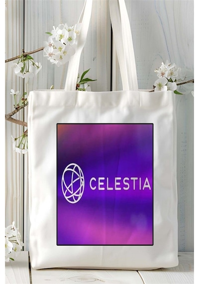 Art Hediye Celestia Baskılı Bez Çanta Omuz Çantası Kişiye Özel Desen 3 Çok Renkli