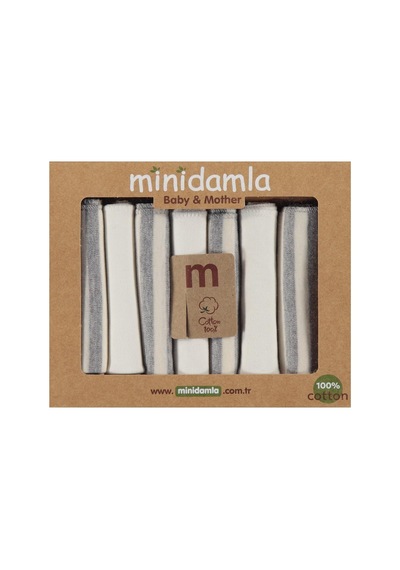 Minidamla Ringenli 7'li Ağız Mendili - Gri