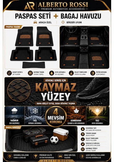 Kıa Ceed 2012+2018 Uyumlu Araca Özel 3d Bagaj Havuzu Ve Paspas Enerji Ahşap