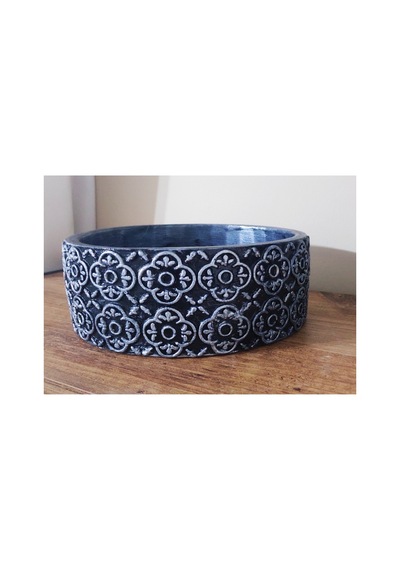 Beton Saksı Sukulent Bonzai Teraryum Arajman Çiçek Saksısı 18x7cm Bitki Hariç Siyah -gümüş