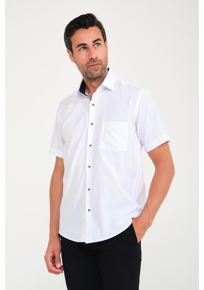 Klasik Kısa Kol Açık Zemin Kutu Desen Keten Cotton Hediye Kutulu Erkek Gömlek Fs-000745 - Beyaz Lacivert-1672 Klasik Kısa Kol Açık Zemin Kutu Desen Keten Cotton Hediye Kutulu Erkek Gömlek Fs-000745 - Beyaz Lacivert-1672