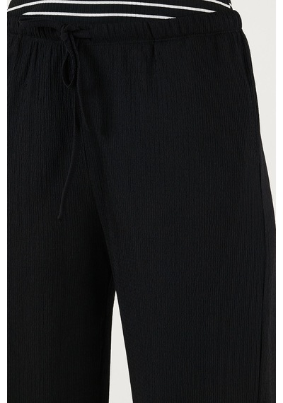Lela Regular Fit Normal Bel Geniş Paça Bayan Pantolon 5866117 Siyah