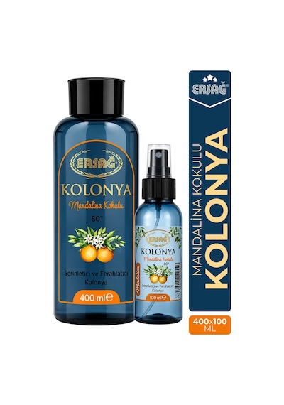 Ersağ Aparatlı Mandalina Kokulu Kolonya 400 ML + Sprey 100 ML