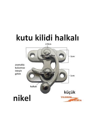 4 Adet Mini Kutu Kilidi Halkalı Küçük Tip Nikel Sandık Kilidi Hob