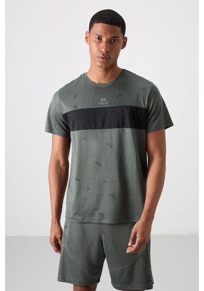 Tommy Life Haki Polyester Nefes Alan Jakarlı İnce Esnek Standart Fit Erkek Performans T-shirt - 88398 Haki